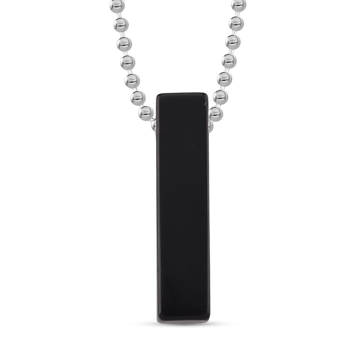 Black Obsidian Bar Pendant Necklace (Size - 24) with Lobster Clasp 90.00 Ct. V32750078 0