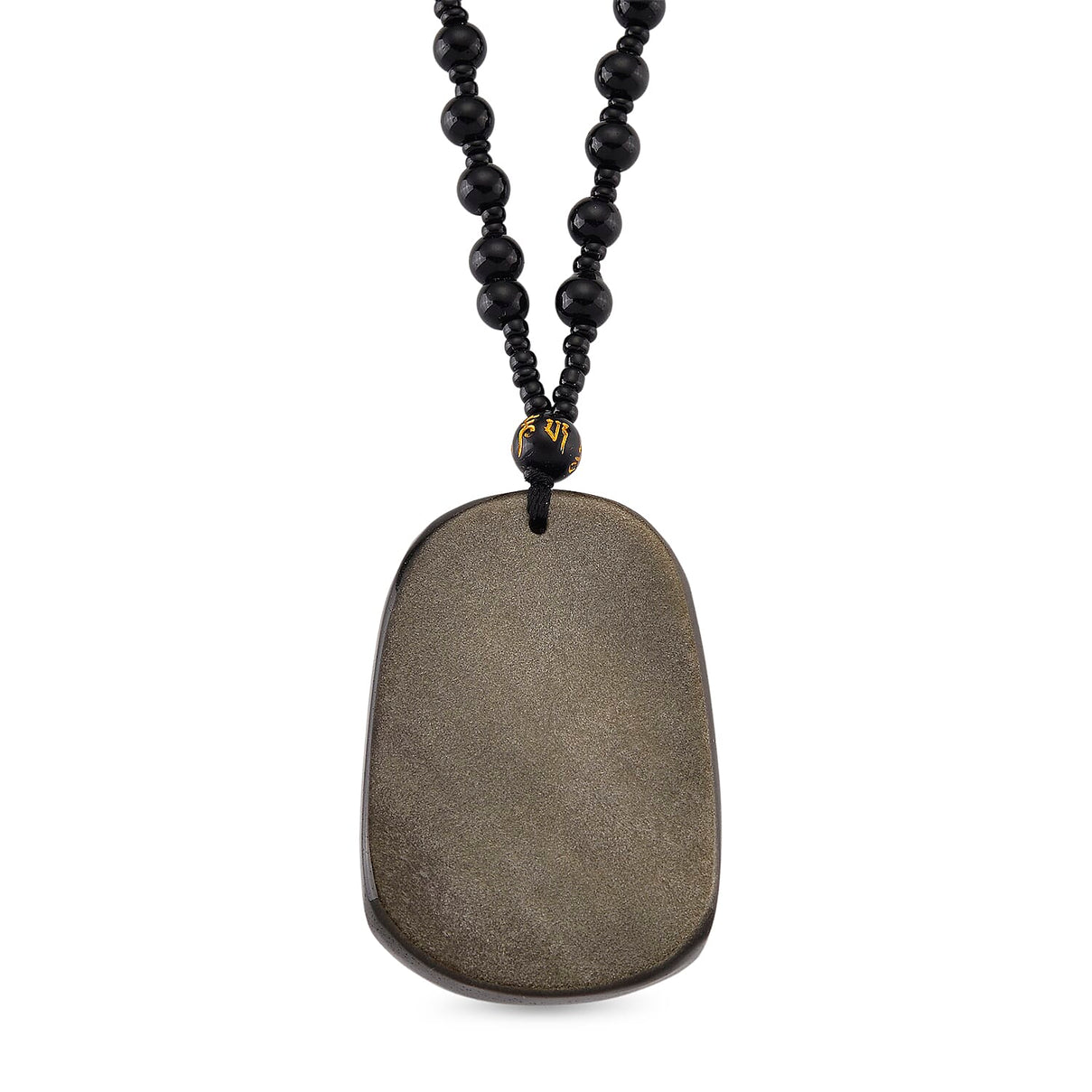 Black Obsidian Dragon Hand - Carved Pendant with Beads Chain (Size - 26) 340.00 Ct. 8171033 4