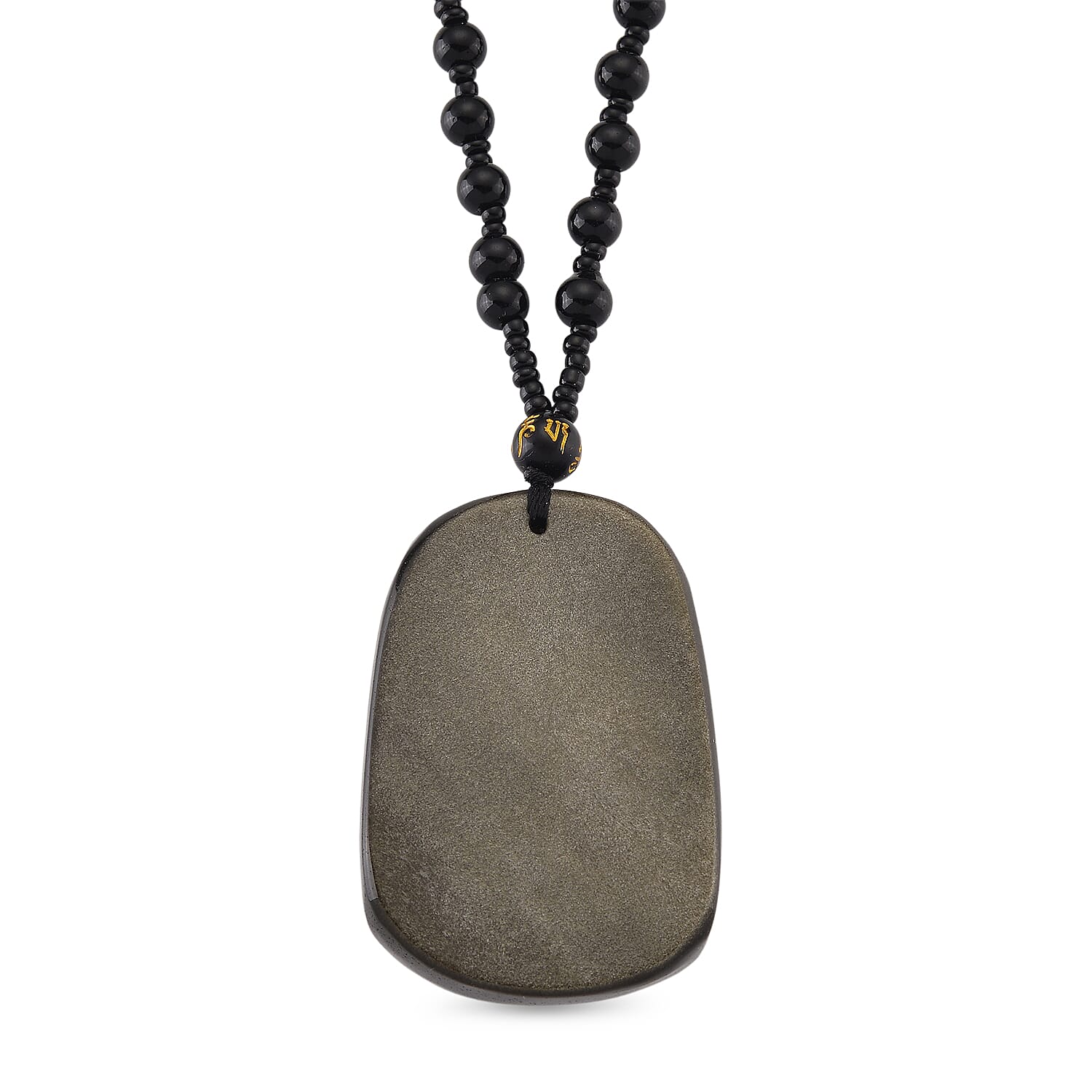 Black Obsidian Dragon Hand - Carved Pendant with Beads Chain (Size - 26) 340.00 Ct. 8171033 4