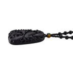 Black Obsidian Fish Hand Carved Pendant with Beads Chain (Size - 26) 290.00 Ct.