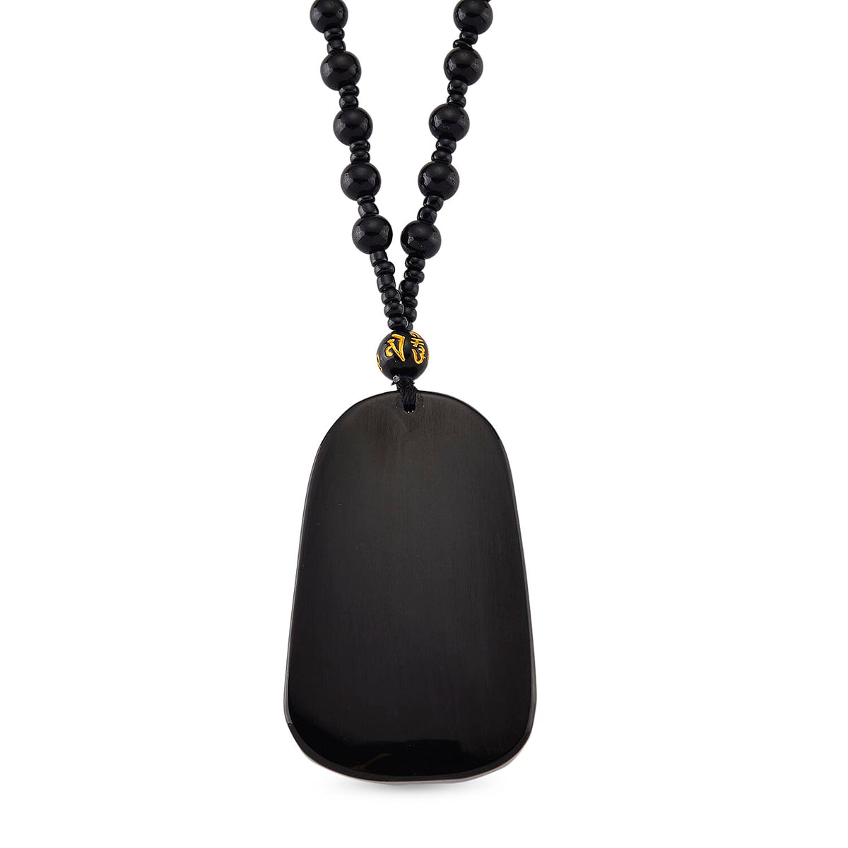 Black Obsidian Fish Hand Carved Pendant with Beads Chain (Size - 26) 290.00 Ct. V32699761 4