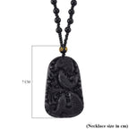 Black Obsidian Fish Hand Carved Pendant with Beads Chain (Size - 26) 290.00 Ct.