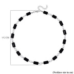 Black Obsidian & White Fresh Water Pearl Necklace (Size - 18-2 Ext) with Lobster Clasp 150.0 Ct