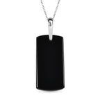Black Onyx Pendant With Chain (Size 20) in Platinum Overlay Sterling Silver 15.0 Ct