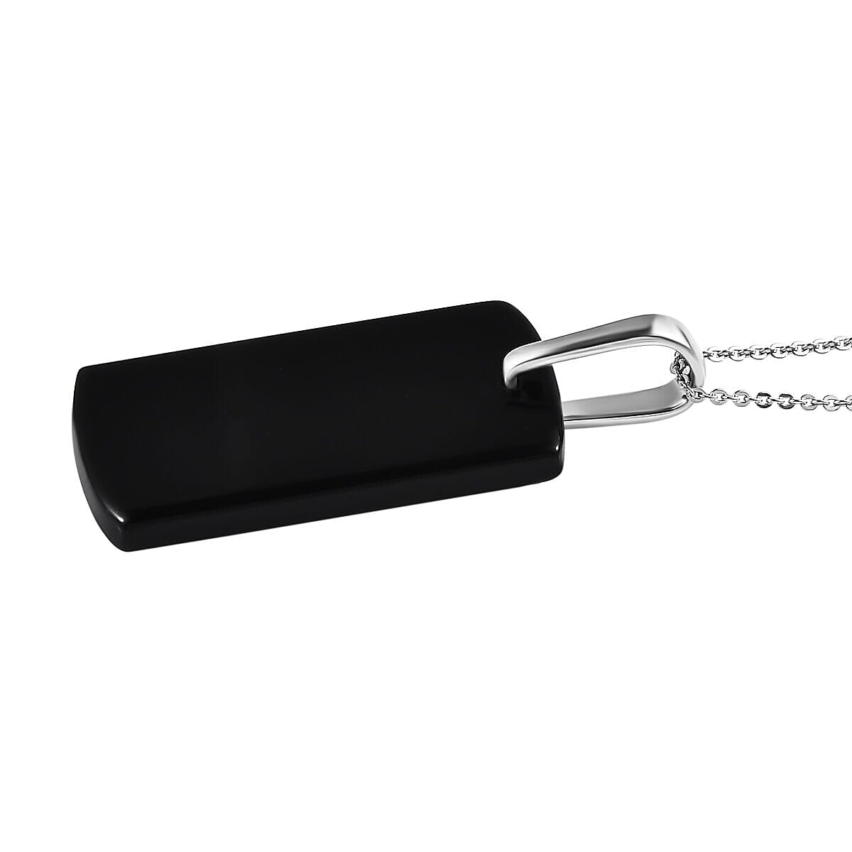 Black Onyx Pendant With Chain (Size 20) in Platinum Overlay Sterling Silver 15.0 Ct 4151672 4