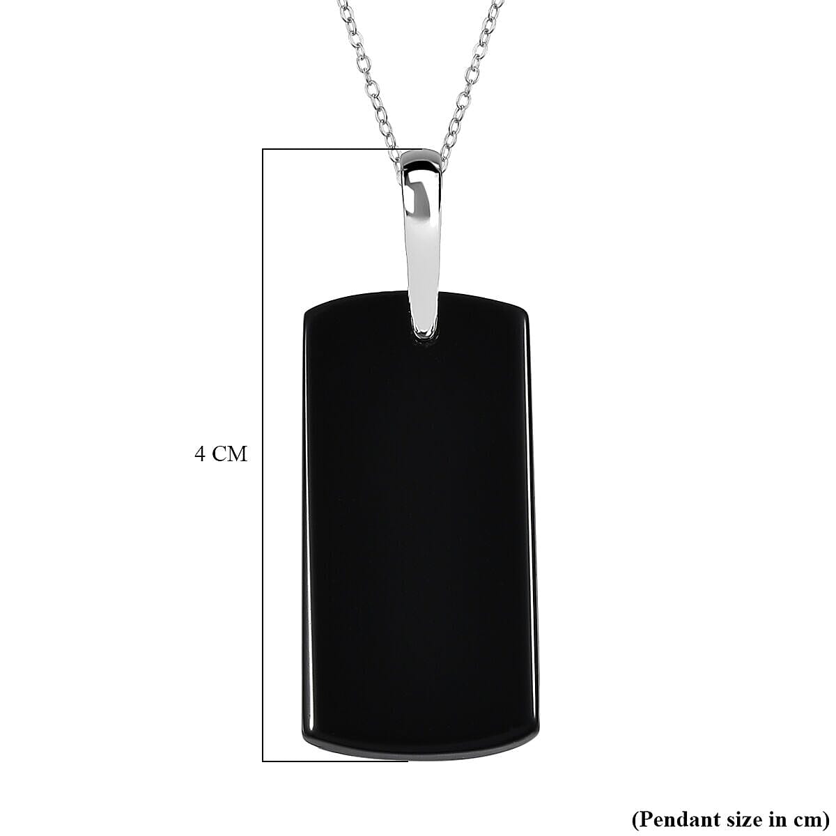 Black Onyx Pendant With Chain (Size 20) in Platinum Overlay Sterling Silver 15.0 Ct 4151672 5