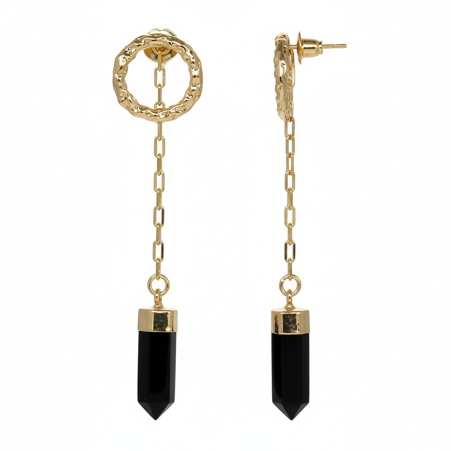 Black Onyx Dangling Earring with Push Back in Yellow Gold Plated 12.00 Ct. 8262225 0