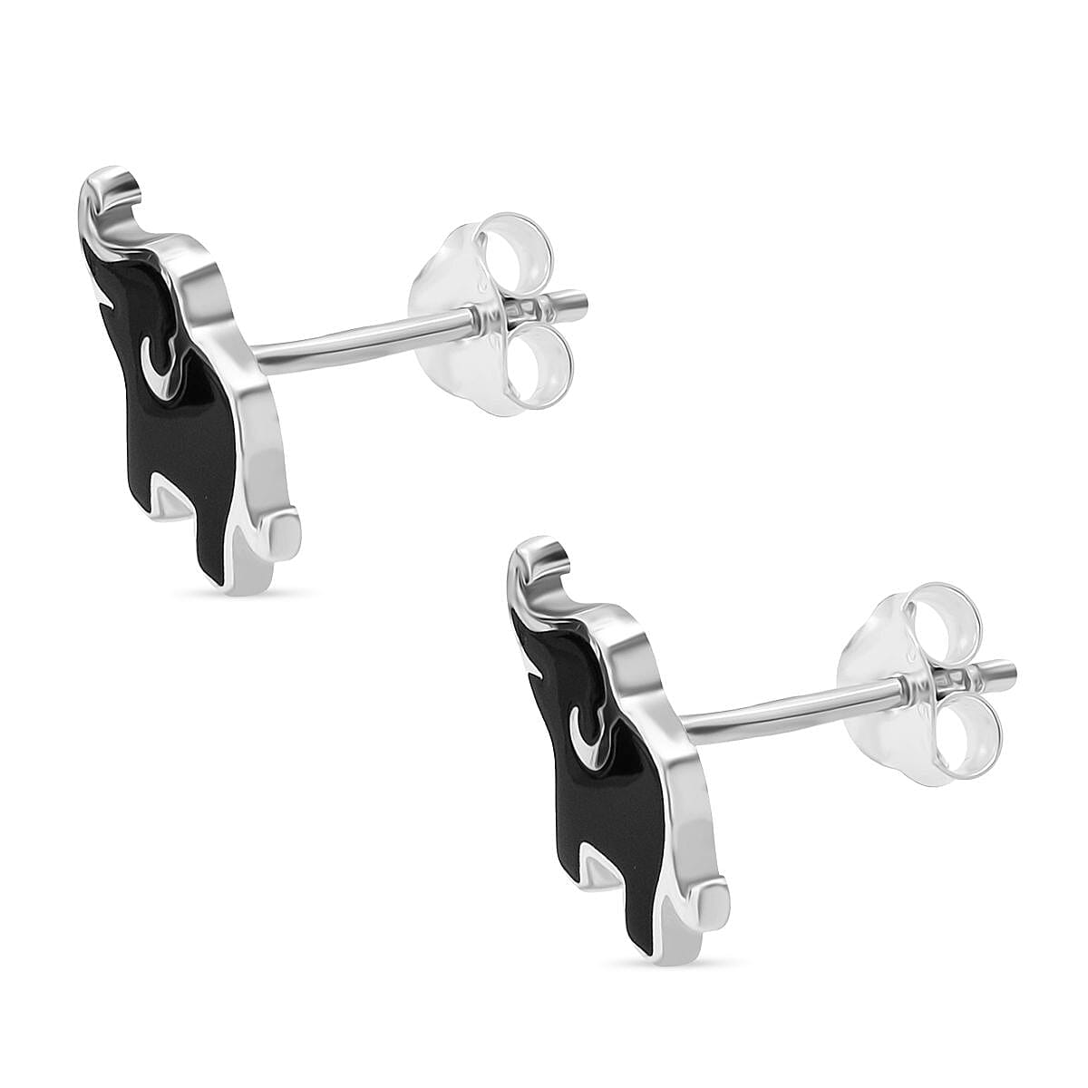Black Onyx Elephant Earring with Push Back Sterling Silver 8296327 3