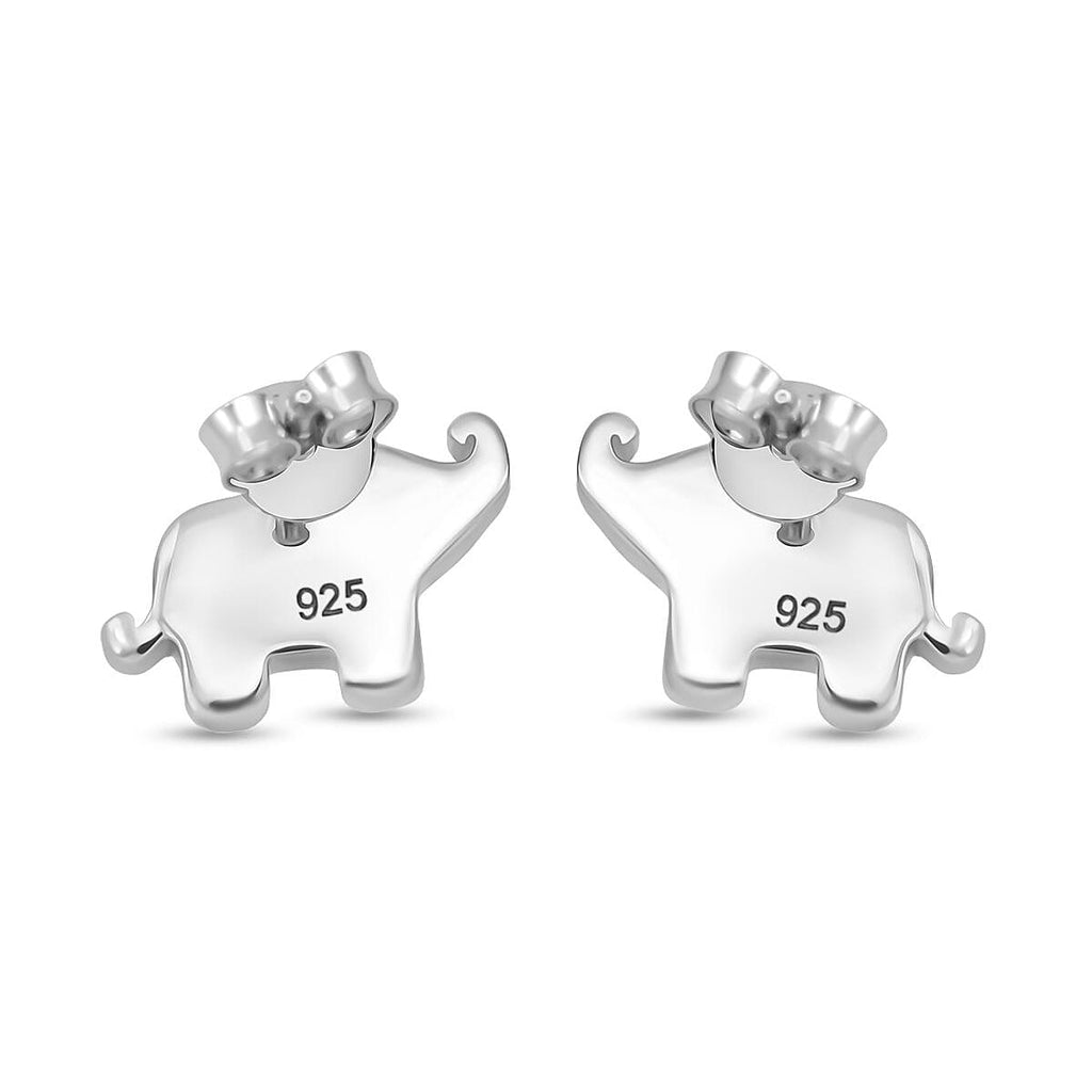 Black Onyx Elephant Earring with Push Back Sterling Silver