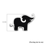 Black Onyx Elephant Earring with Push Back Sterling Silver