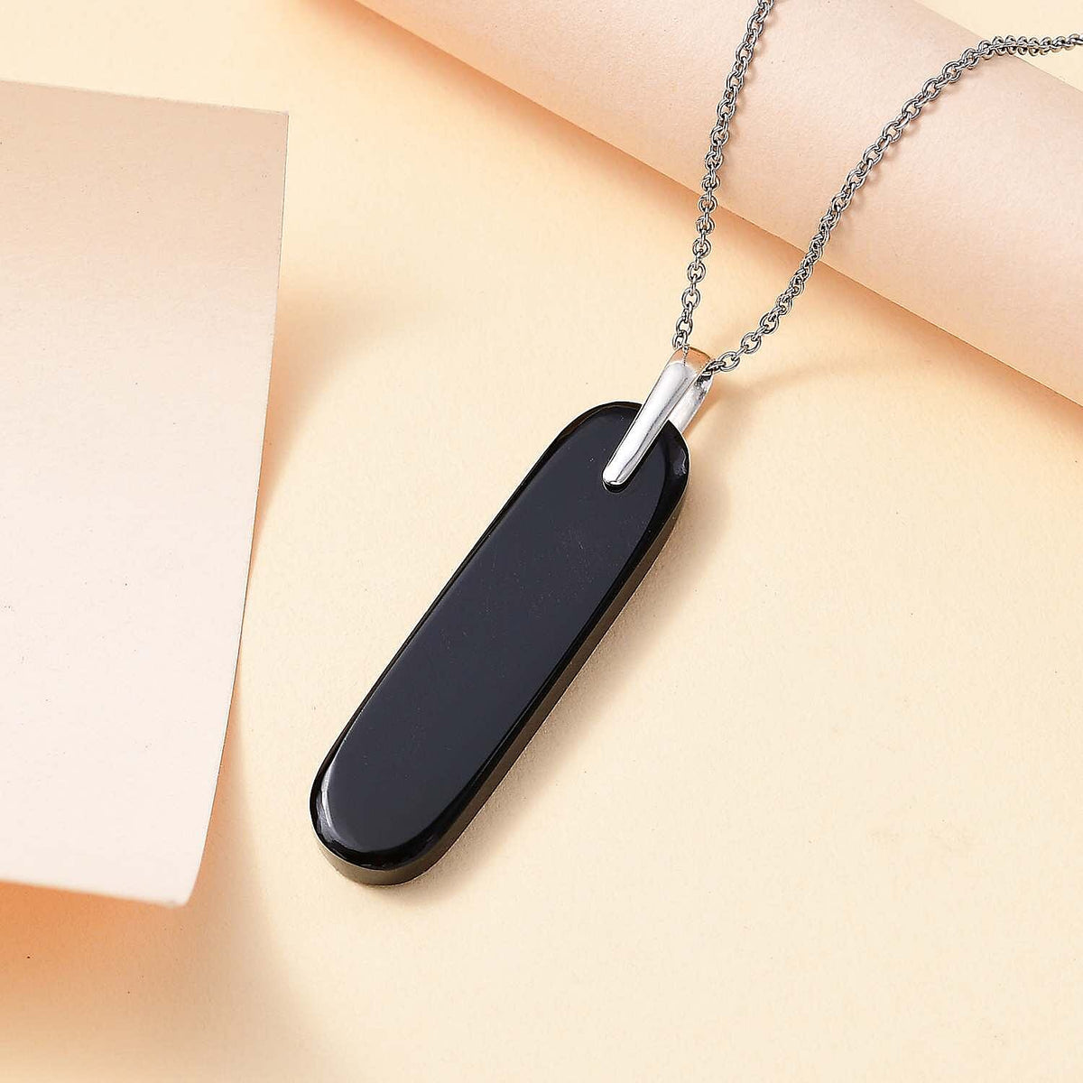 Artisan Crafted - Black Onyx Sterling Silver Pendant with  Chain (Size 20) 42.00 Ct. 4300029 3