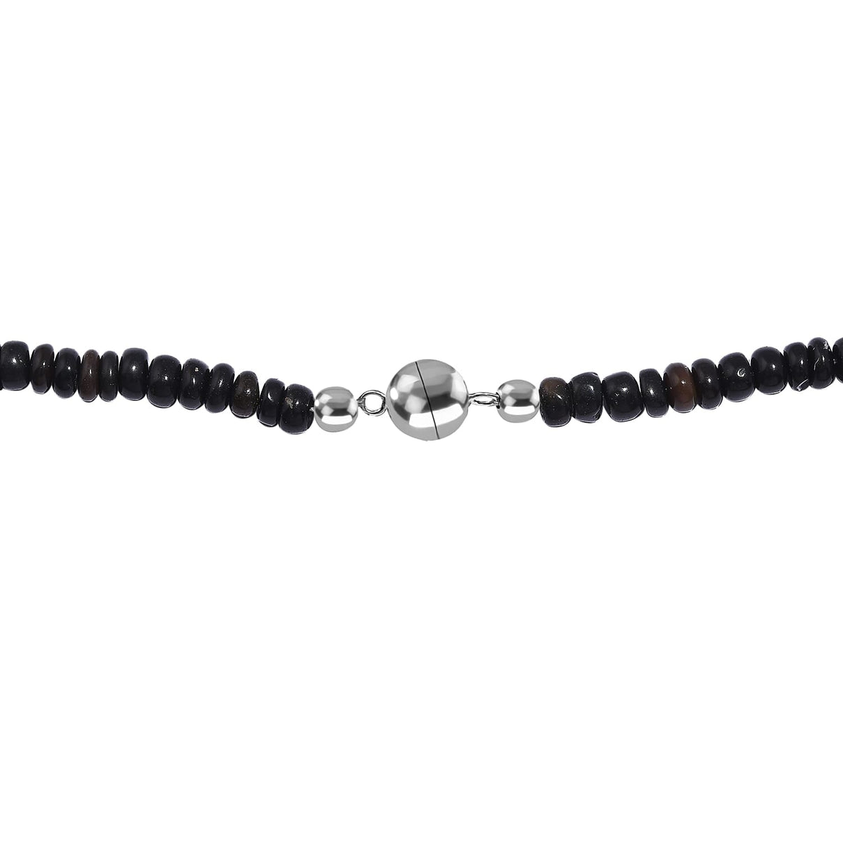 Black Opal Necklace (Size - 18) in Rhodium Overlay Sterling Silver 70.0 Ct. 7955924 4