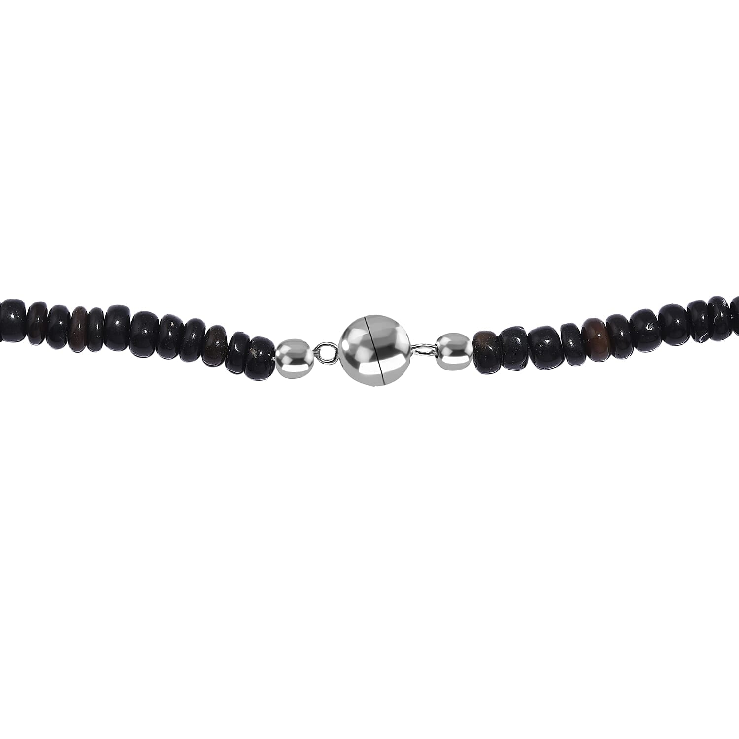 Black Opal Necklace (Size - 18) in Rhodium Overlay Sterling Silver 70.0 Ct. 7955924 4