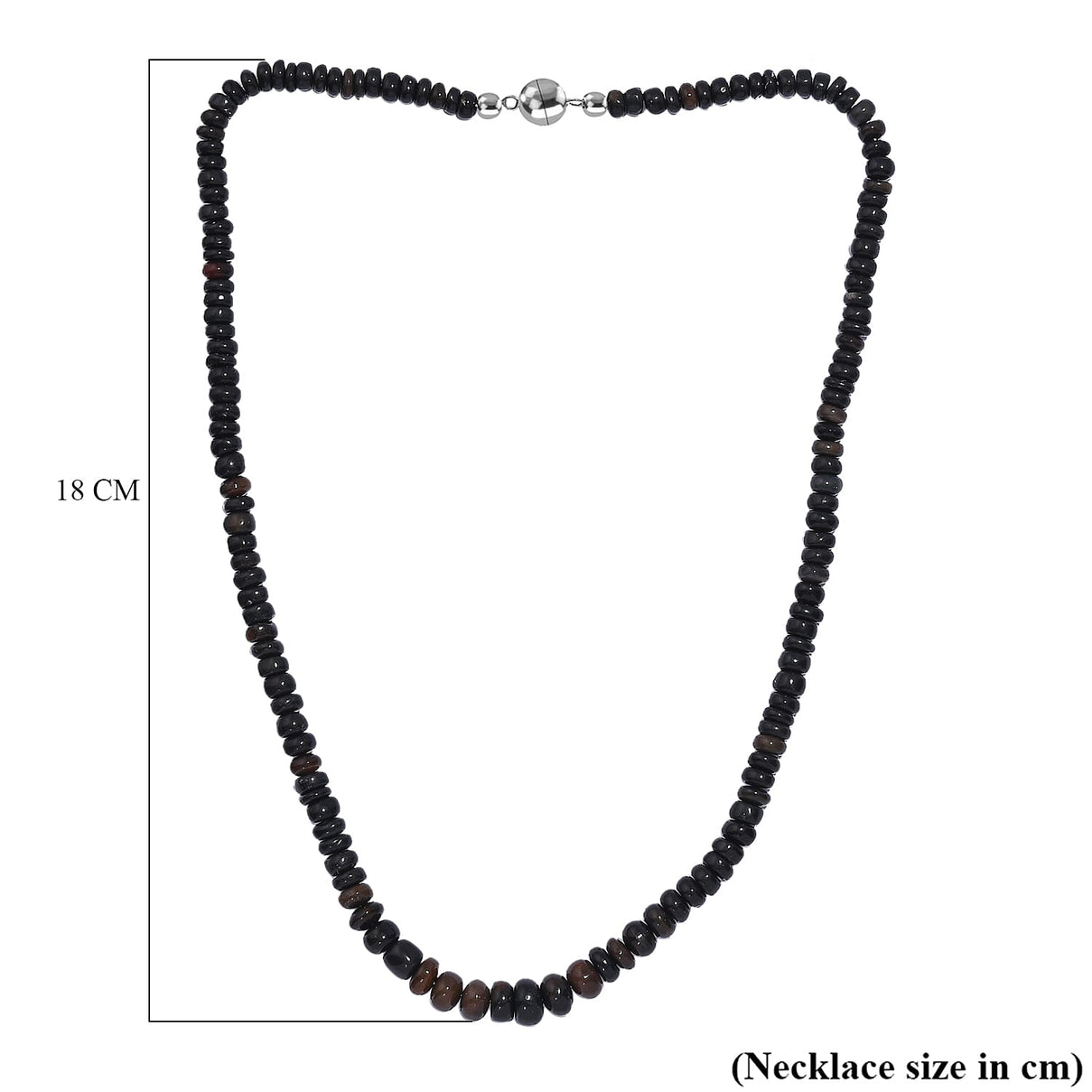 Black Opal Necklace (Size - 18) in Rhodium Overlay Sterling Silver 70.0 Ct. 7955924 5