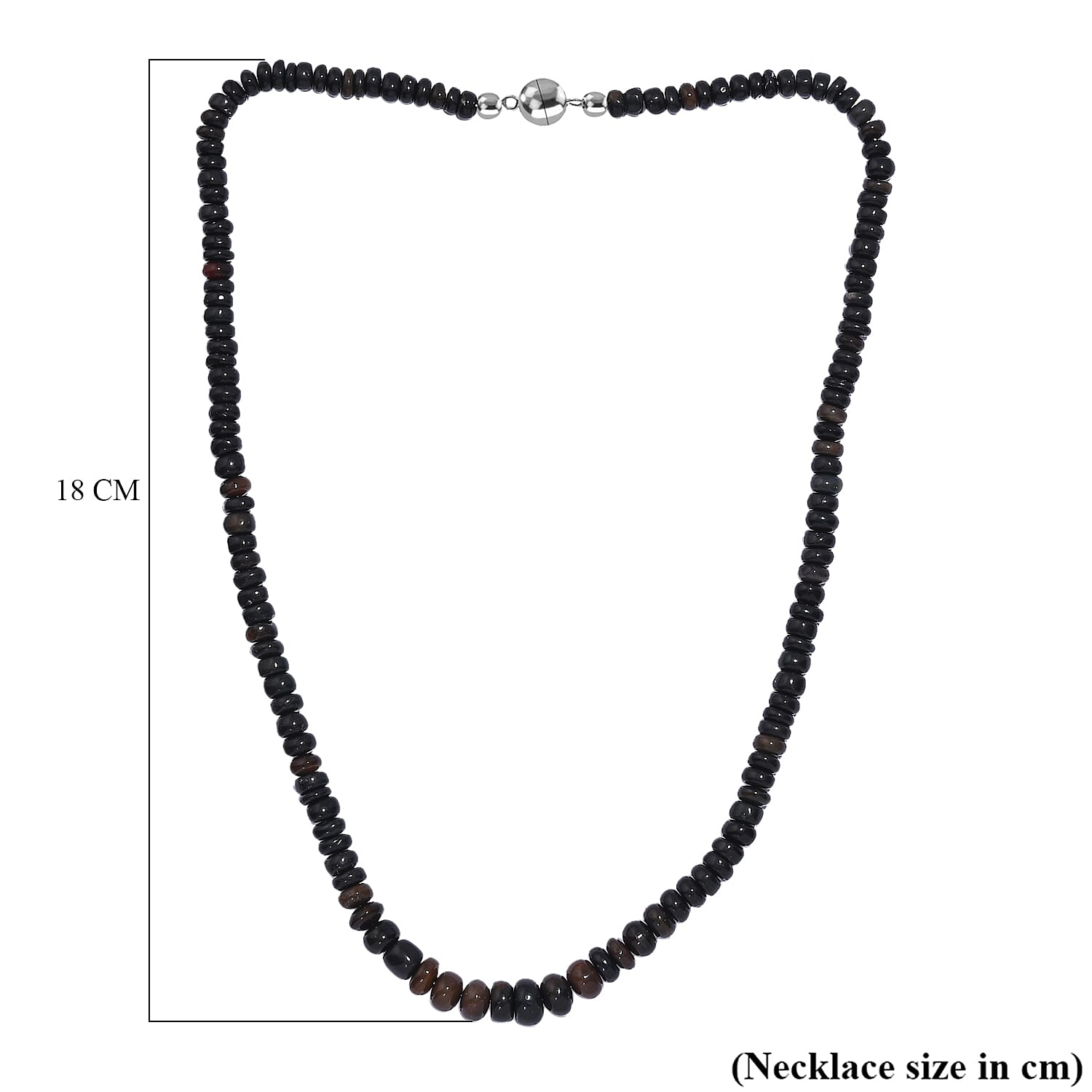 Black Opal Necklace (Size - 18) in Rhodium Overlay Sterling Silver 70.0 Ct. 7955924 5