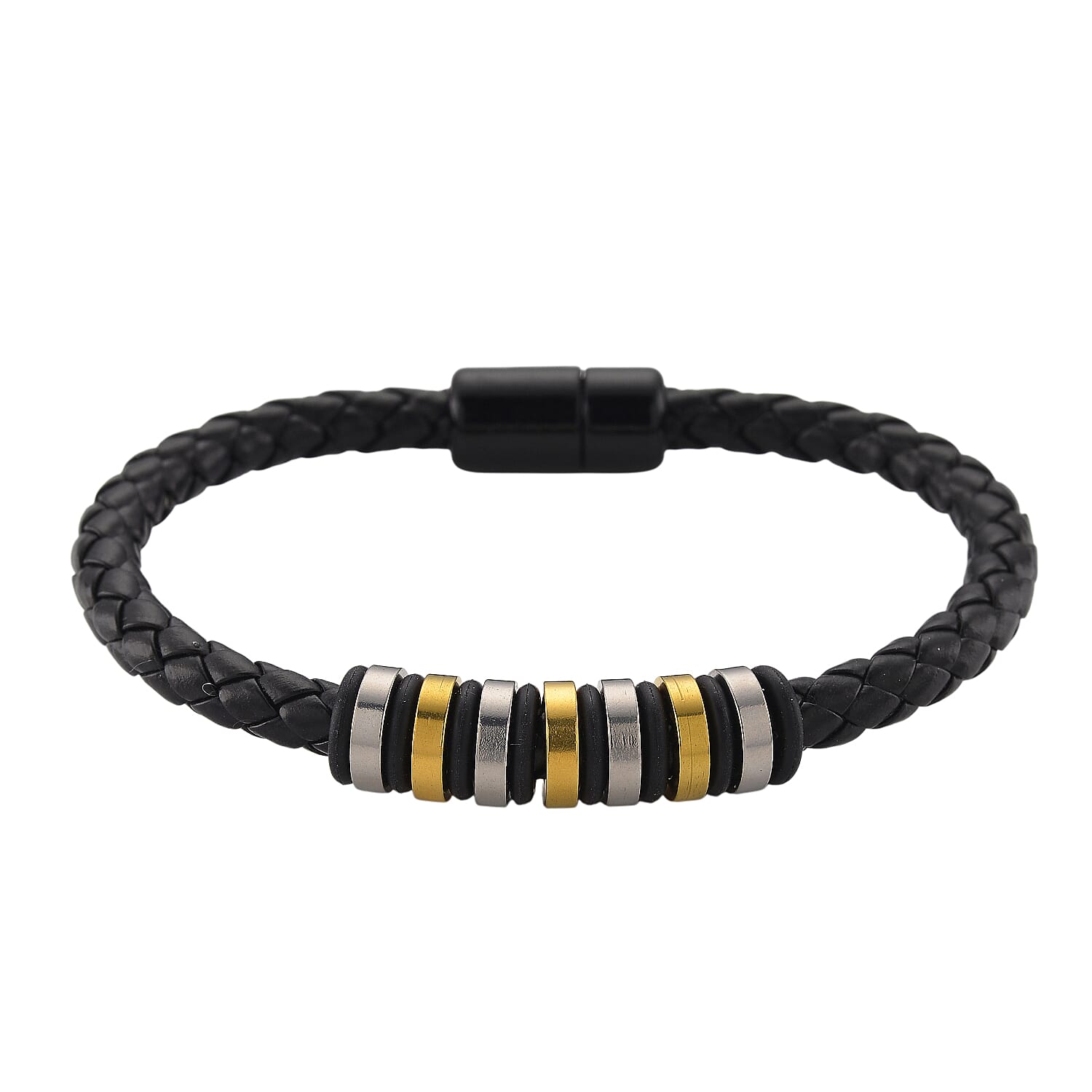 Black Resin Bracelet (Size 8.5) in Tri Colour Plated 8165796 0
