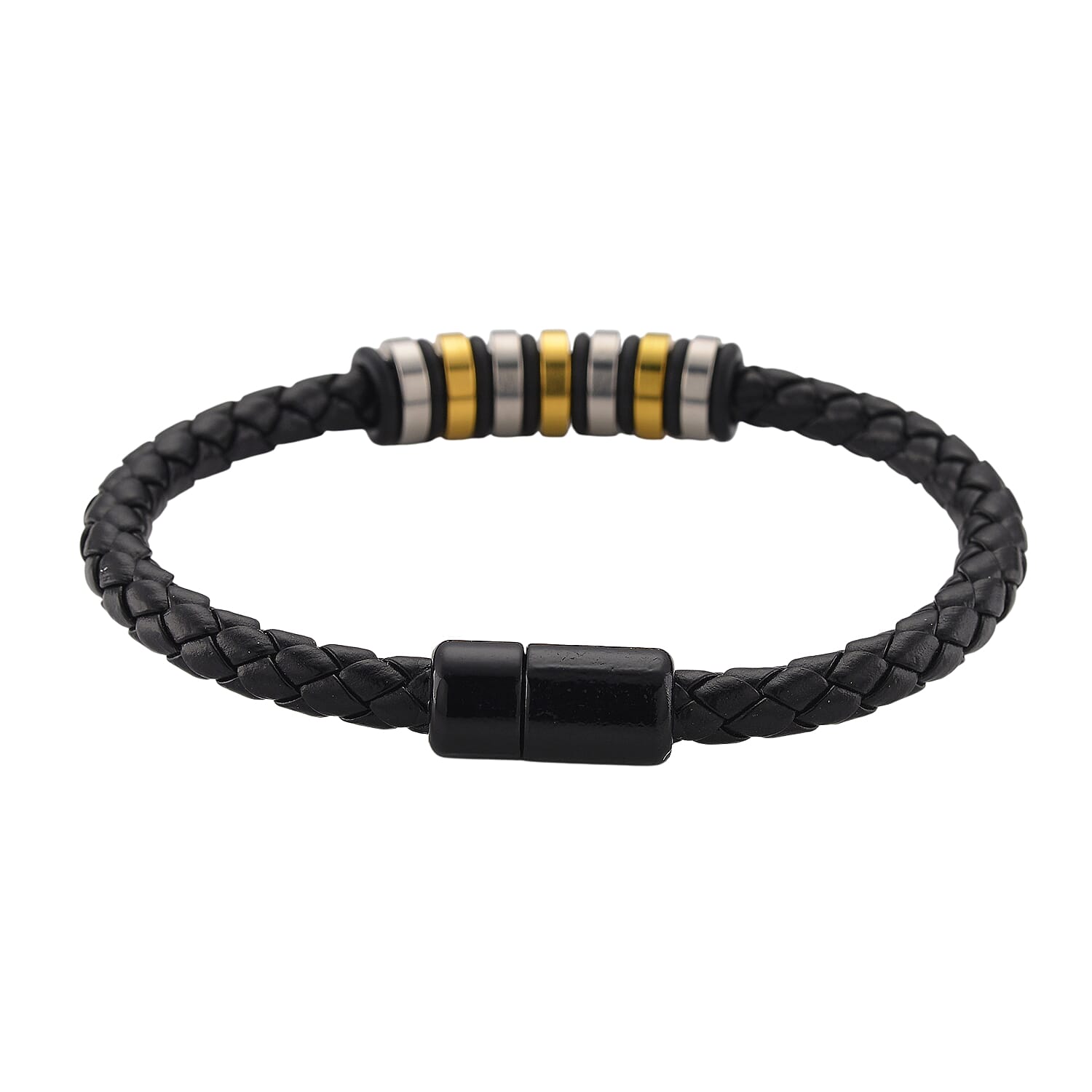 Black Resin Bracelet (Size 8.5) in Tri Colour Plated 8165796 4