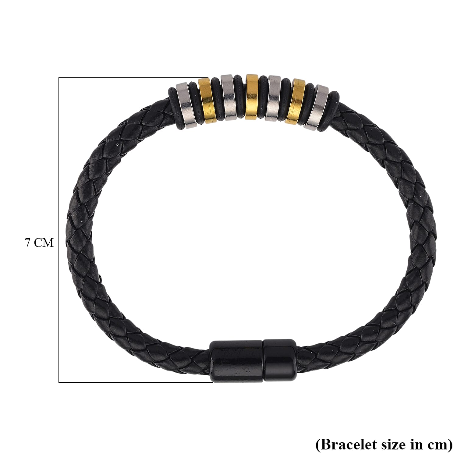 Black Resin Bracelet (Size 8.5) in Tri Colour Plated 8165796 6