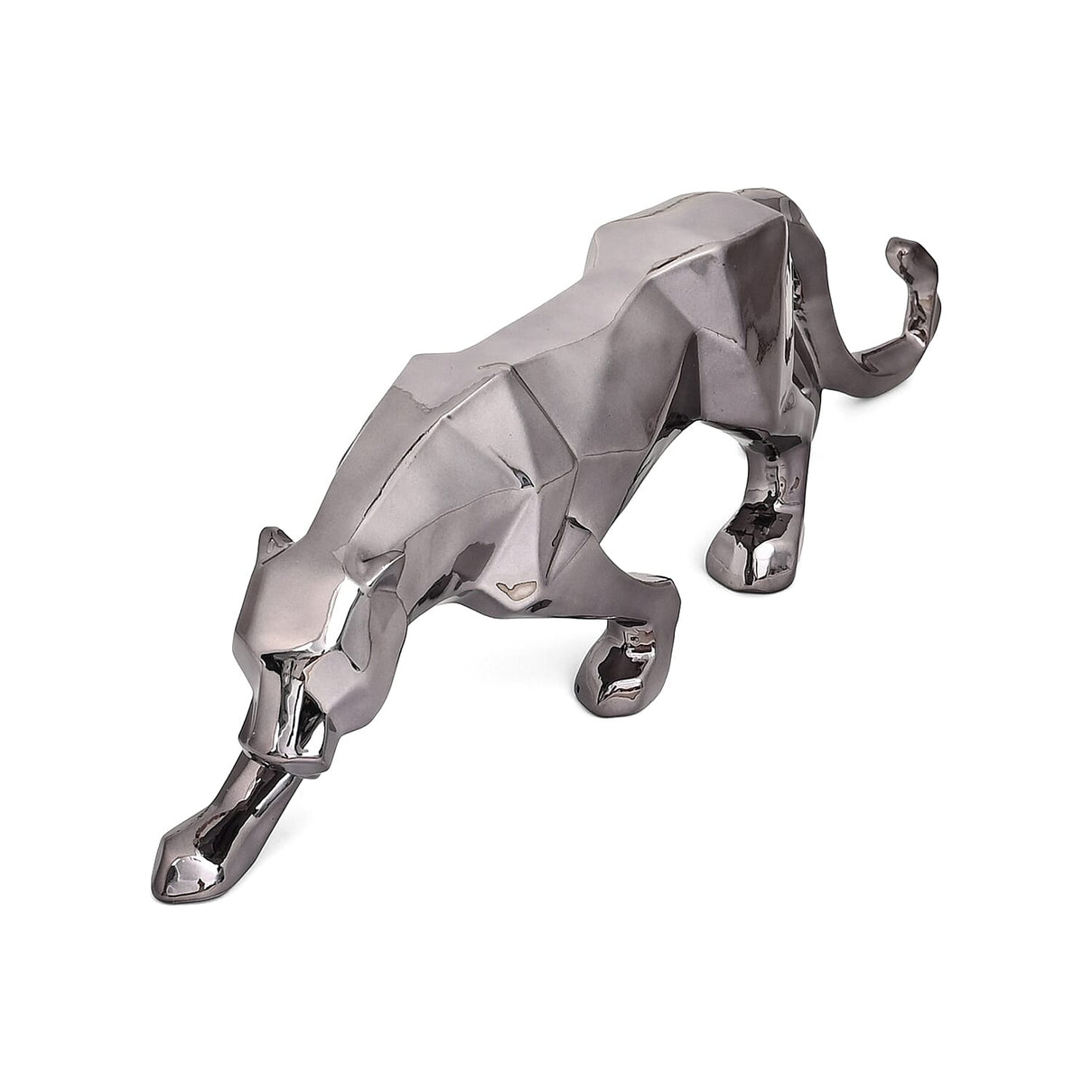 Ornamental Leopard Resin Sculpture (Size 40x10x13cm) - Black 8038349 0