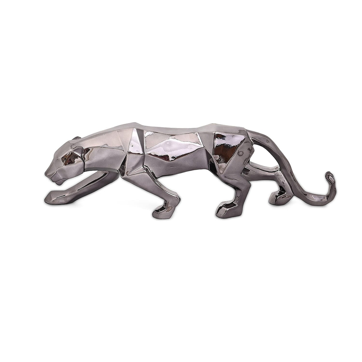 Ornamental Leopard Resin Sculpture (Size 40x10x13cm) - Black 8038349 2
