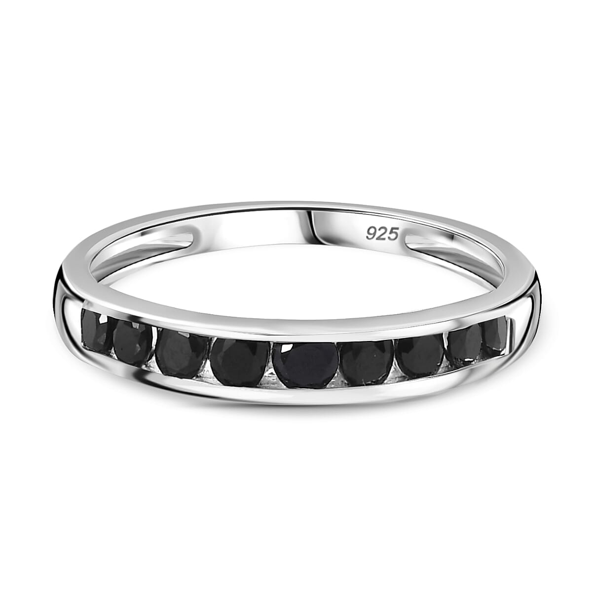 Black Spinel Half Eternity Band Ring in Sterling Silver 7861742 0