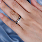 Black Spinel Half Eternity Band Ring in Sterling Silver