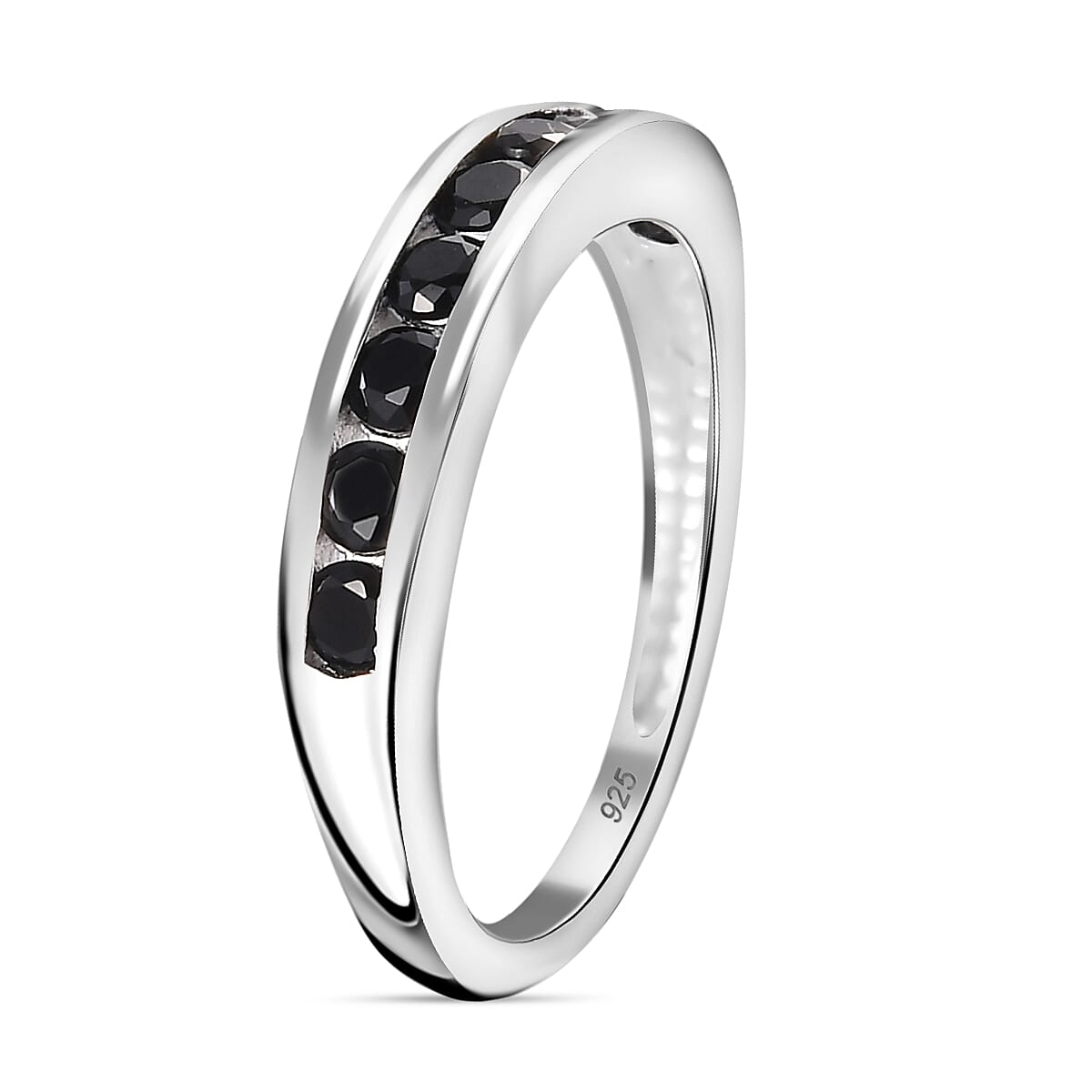Black Spinel Half Eternity Band Ring in Sterling Silver 7861742 3