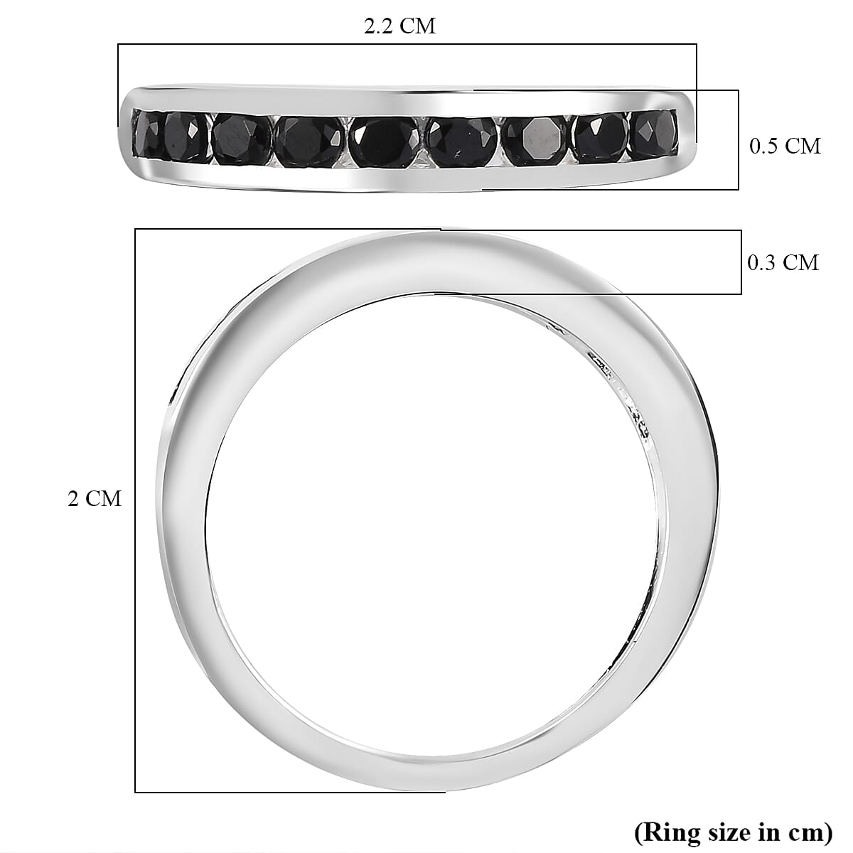 Black Spinel Half Eternity Band Ring in Sterling Silver 7861742 5