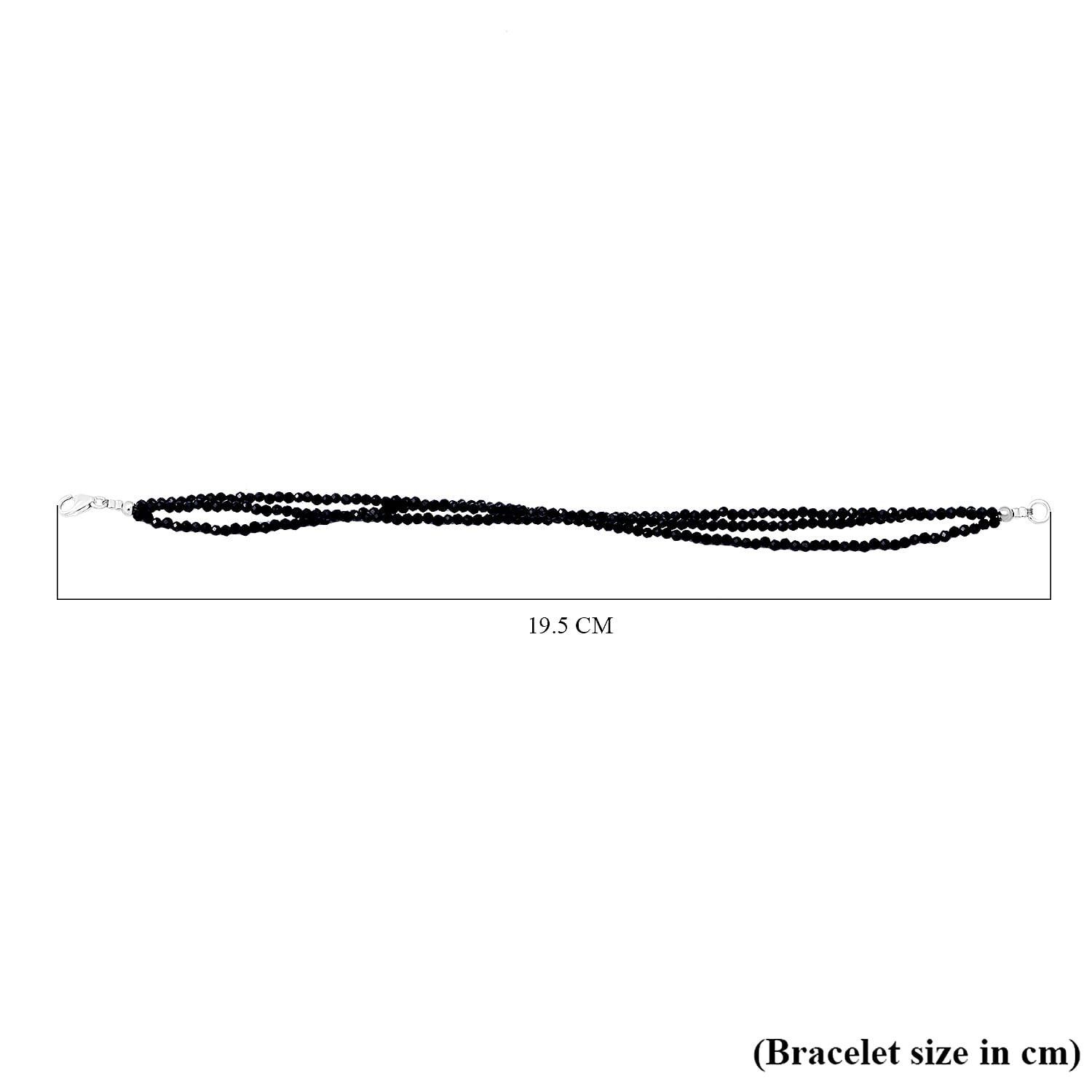 Black Spinel Triple Strand Bracelet (Size - 7.5) in Sterling Silver 35.00 ct. 7977070 6