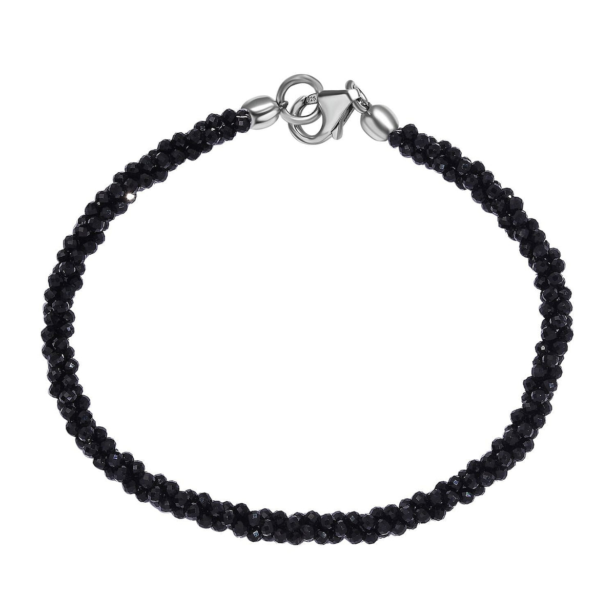 Black Spinel Bracelet (Size - 7.5) in Rhodium Overlay Sterling Silver 24.0 Ct. 7995038 0