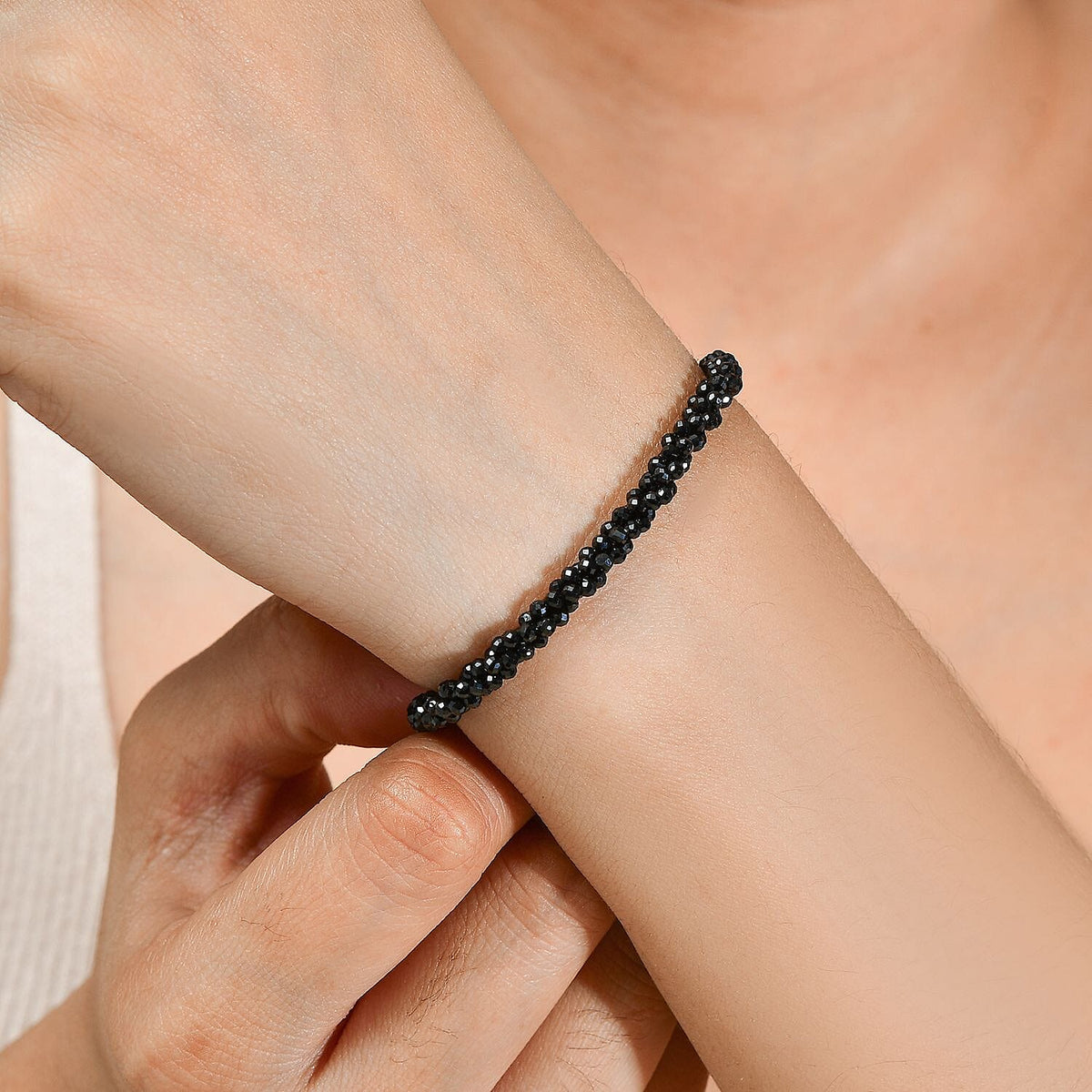 Black Spinel Bracelet (Size - 7.5) in Rhodium Overlay Sterling Silver 24.0 Ct. 7995038 3