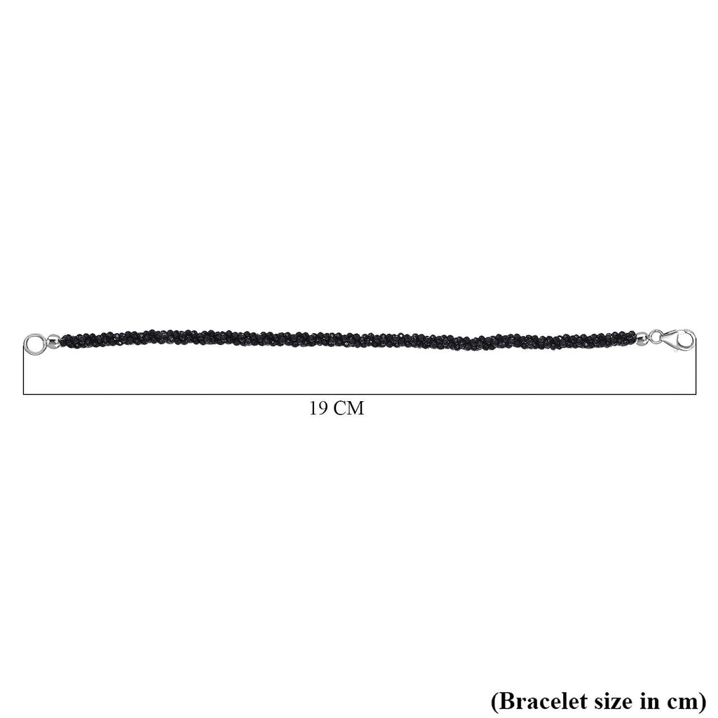 Black Spinel Bracelet (Size - 7.5) in Rhodium Overlay Sterling Silver 24.0 Ct.