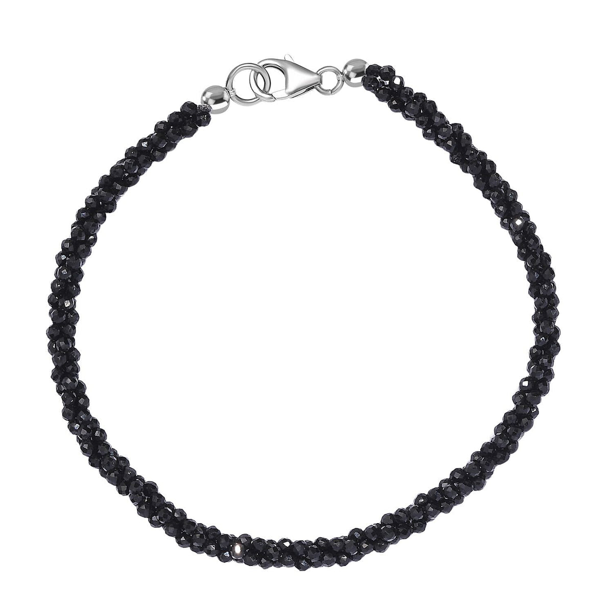 Black Spinel Bracelet (Size - 7.5) in Rhodium Overlay Sterling Silver 25.00 ct. 7979632 0