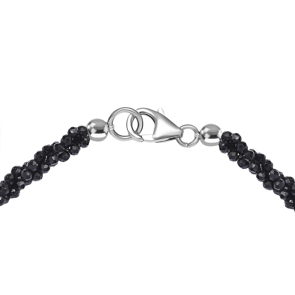 Black Spinel Bracelet (Size - 7.5) in Rhodium Overlay Sterling Silver 25.00 Ct.