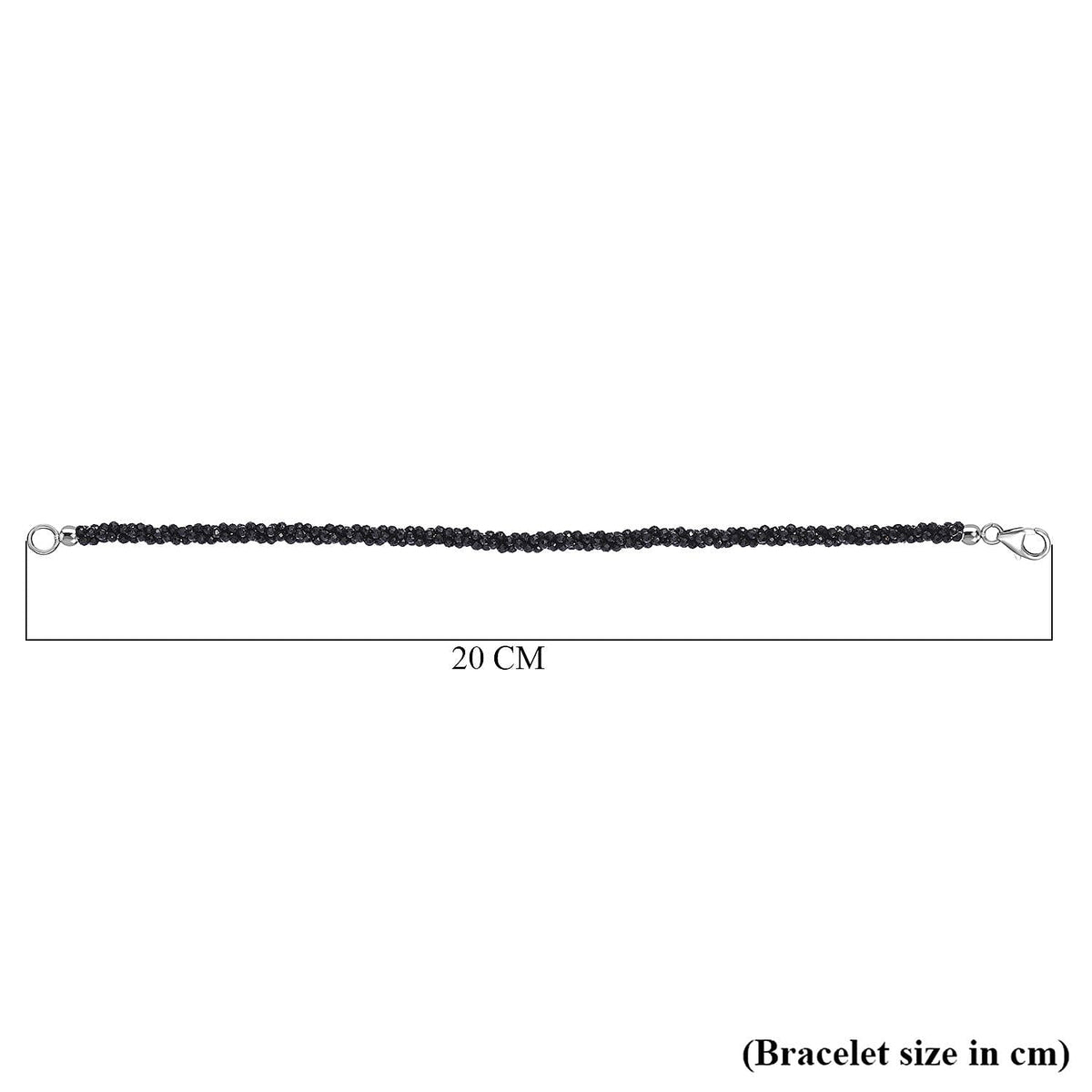 Black Spinel Bracelet (Size - 7.5) in Rhodium Overlay Sterling Silver 25.00 ct. 7979632 4