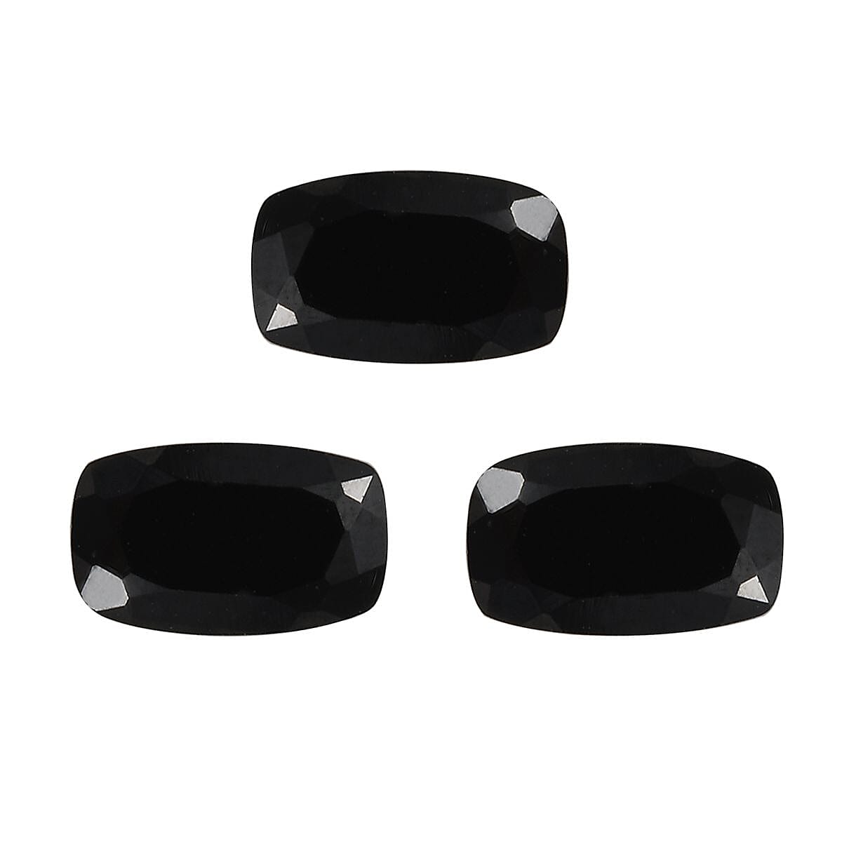 Set of 3 Black Spinel Loose Gemstones in Cushion Shape (5x3mm) 7778359 0