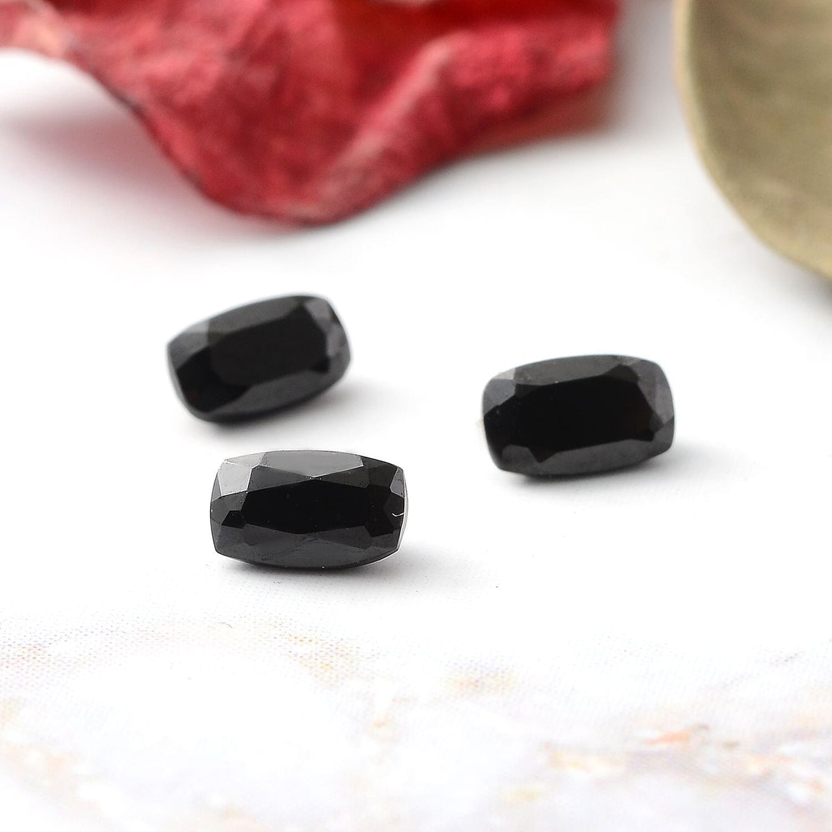 Set of 3 Black Spinel Loose Gemstones in Cushion Shape (5x3mm) 7778359 1