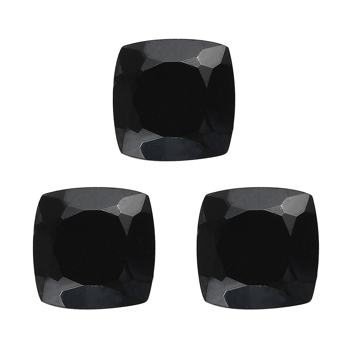 Set of 3 Black Spinel Loose Gemstones in Cushion Shape (5x5mm) 7778360 0