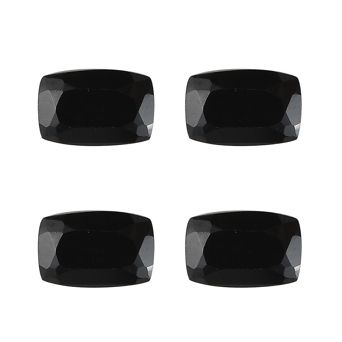 Set of 4 Black Spinel Loose Gemstones in Cushion Shape (6x4mm) 7778948 0