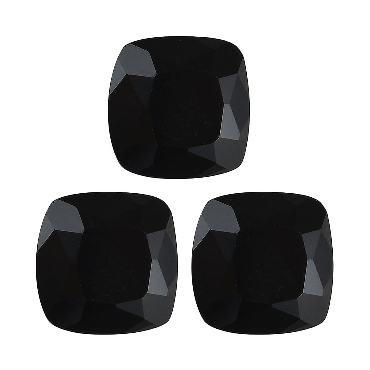 Set of 3 Black Spinel Loose Gemstones in Cushion Shape (6x6mm) 7778361 0