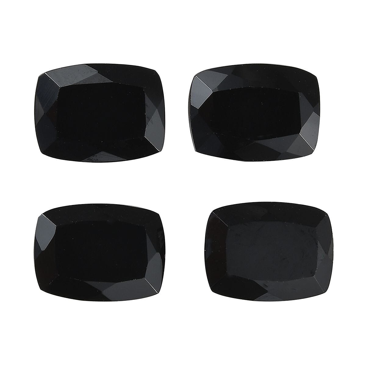 Set of 4 Black Spinel Loose Gemstones in Cushion Shape (8x6mm) 7778363 0