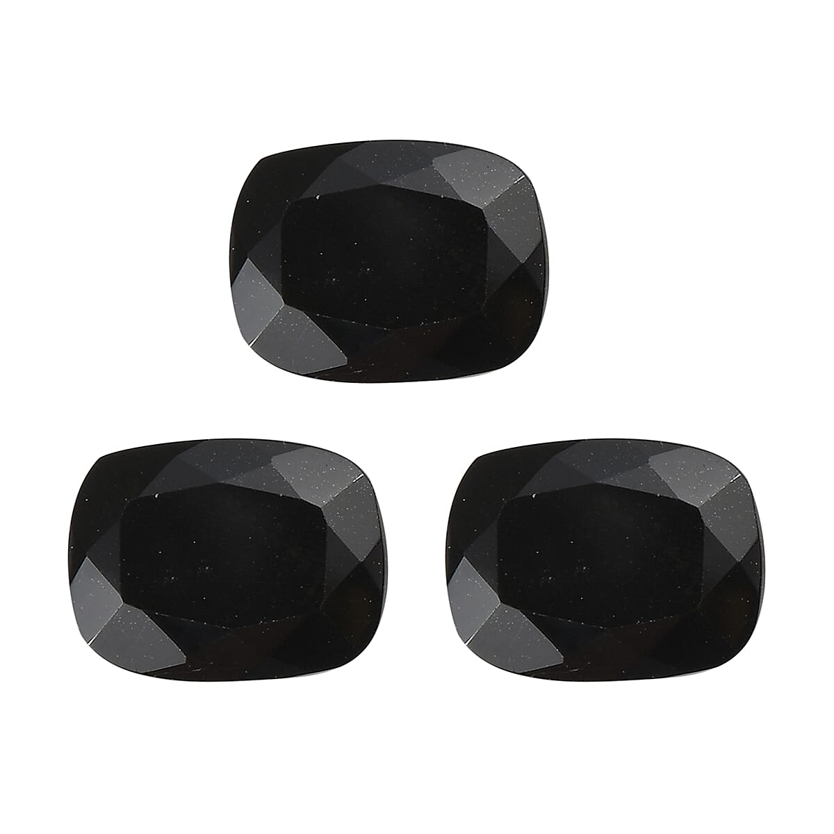 Set of 3 Black Spinel Loose Gemstone in Cushion Shape (9x7mm) 7827208 0