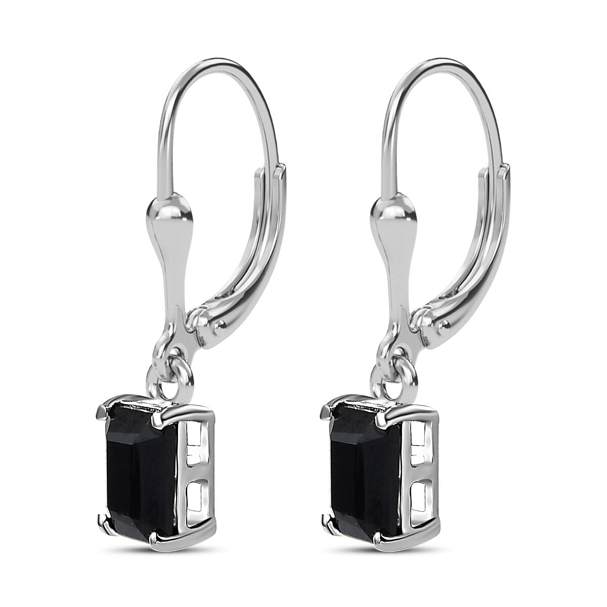Black Spinel Solitaire Dangling Earrings in Platinum Overlay Sterling Silver, 2.794  Ct. 7768287 4