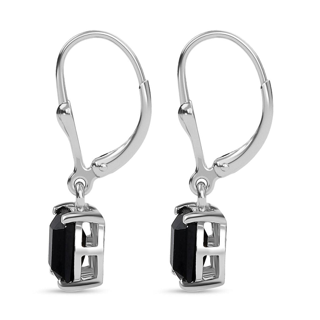 Black Spinel  Dangling Earring in Platinum Overlay Sterling Silver   2.794  Ct.