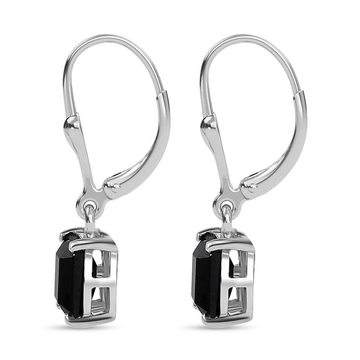 Black Spinel Solitaire Dangling Earrings in Platinum Overlay Sterling Silver, 2.794  Ct. 7768287 5