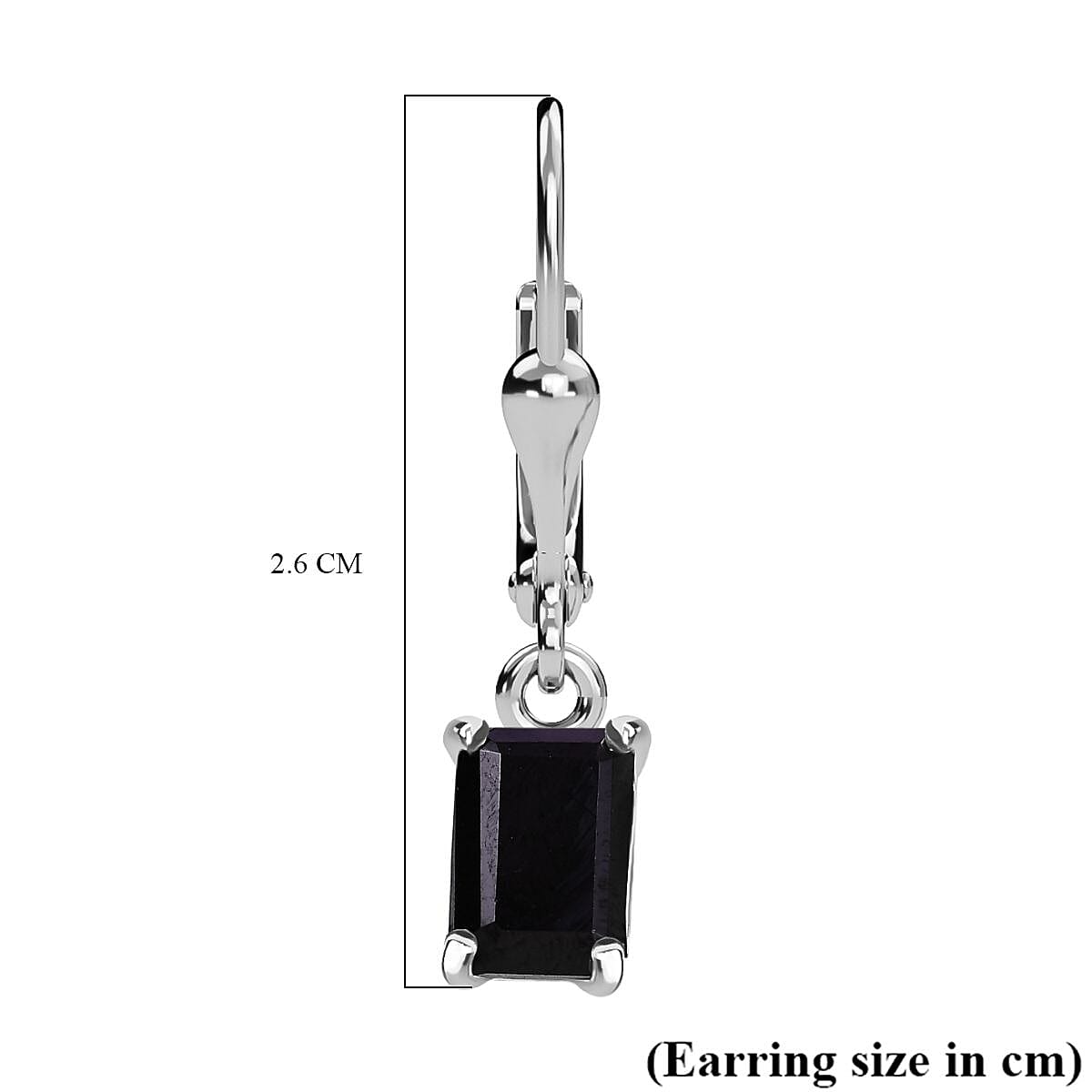 Black Spinel Solitaire Dangling Earrings in Platinum Overlay Sterling Silver, 2.794  Ct. 7768287 6