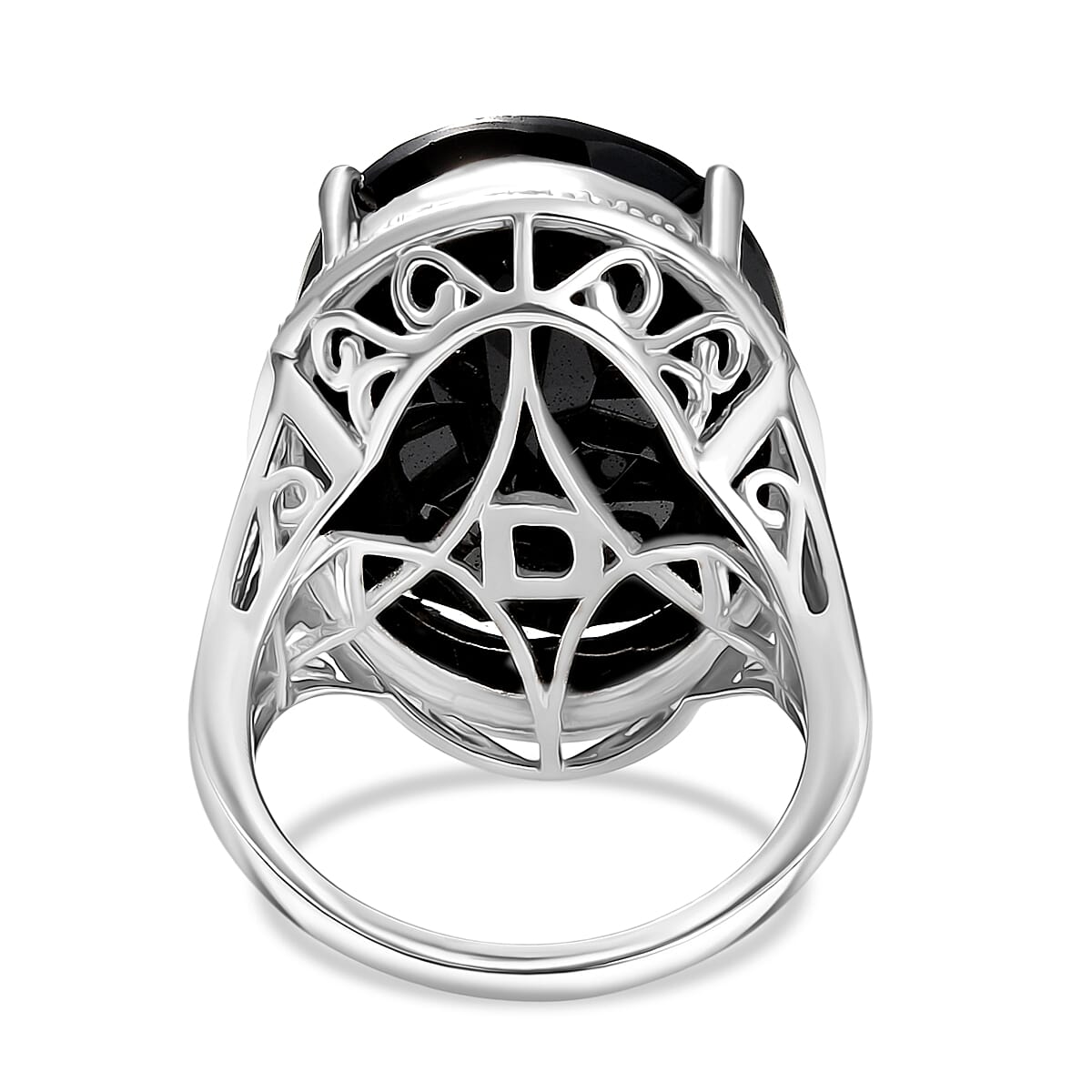D'Joy Natural Thai Black Spinel Dome Ring in Platinum Overlay Sterling Silver 34.36 Ct, Silver Wt. 5.95 Gms. 8271545 4