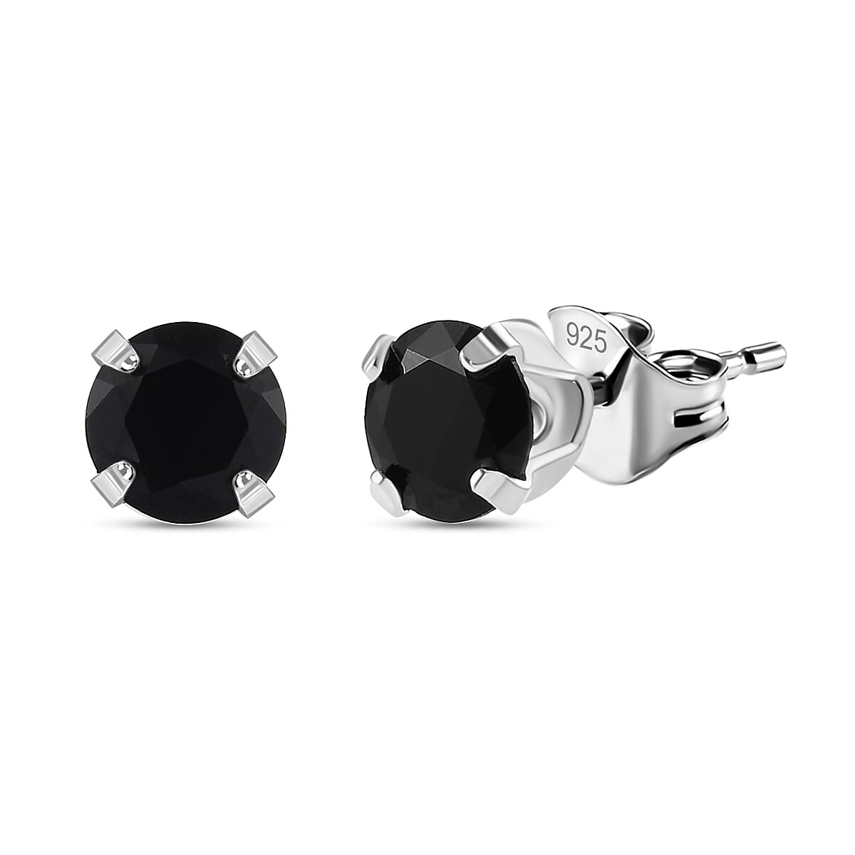 Black Spinel Solitaire Stud Earrings in Sterling Silver 7781699 0