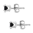 Black Spinel Solitaire Stud Earrings in Sterling Silver