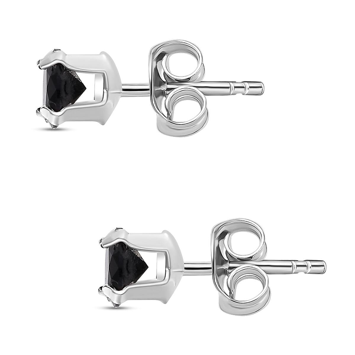 Black Spinel Solitaire Stud Earrings in Sterling Silver 7781699 4